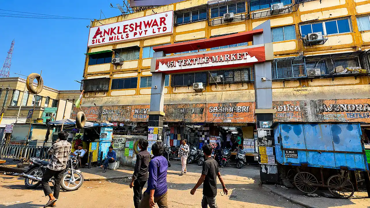 451 Textile Market Surat front view on Ring Road