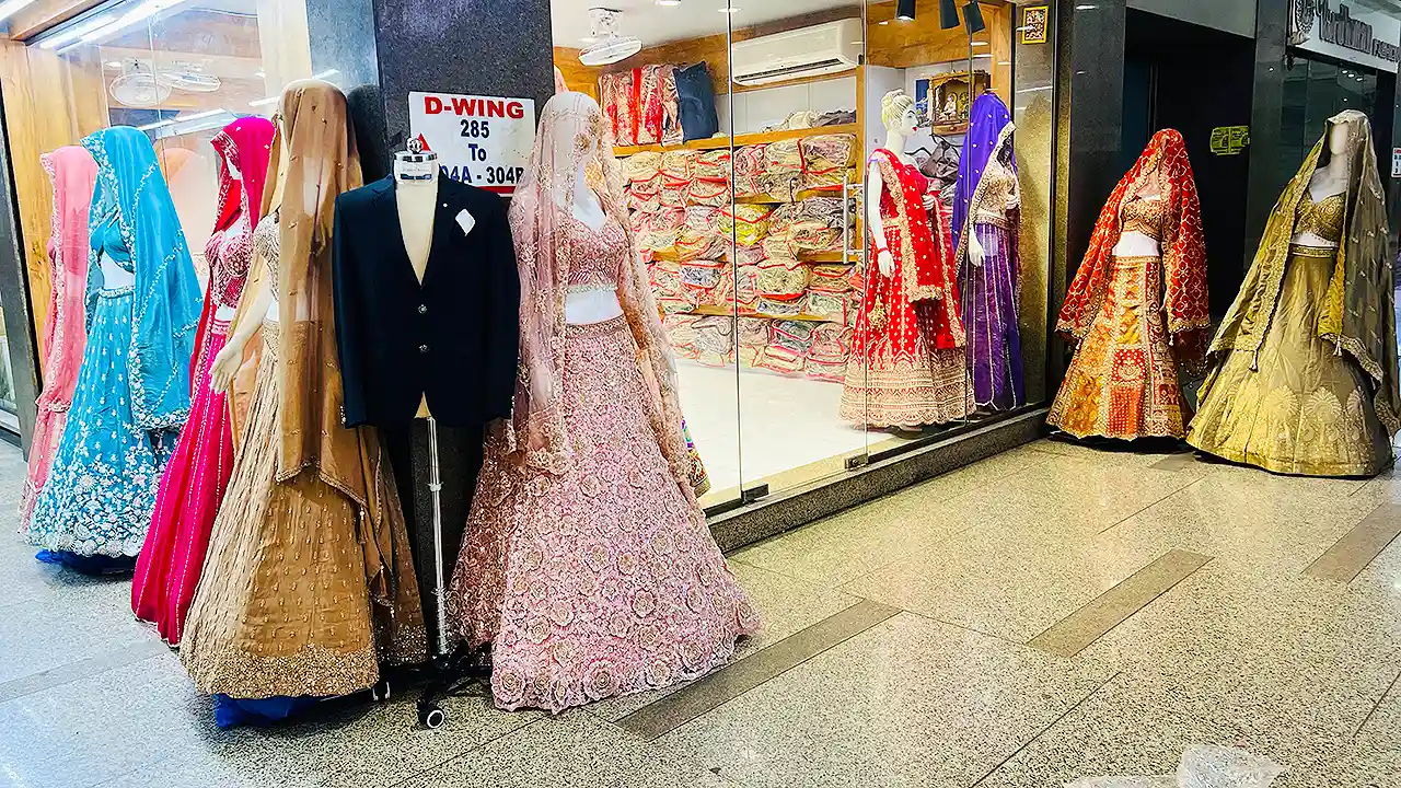 Lehenga and ethnic wear shop at Globale Textile Market Surat